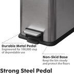 8 Gallon Trash Can with Lid, Stainless Steel Bathroom Garbage Can with Removal - Image 5