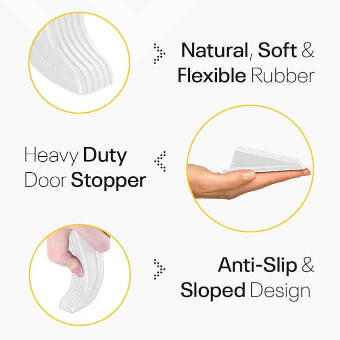 Door Stoppers for Bottom of Door – Rubber Door Stopper Wedge – Pack of 4 – Door - Image 7