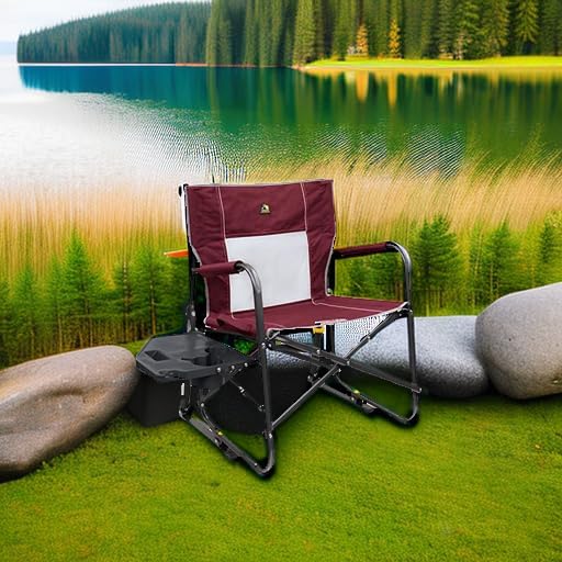 GCI OUTDOOR Freestyle Rocker XL with Side Table Camping Chair | Portable Folding Rocking Chair with Solid, Durable Armrests, Drink Holder & Comfortable Backrest — Red - Image 5