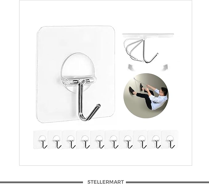 Easenest Adhesive Wall Hooks Bathroom Kitchen 12 Packs Heavy Duty Nail Free - Image 3
