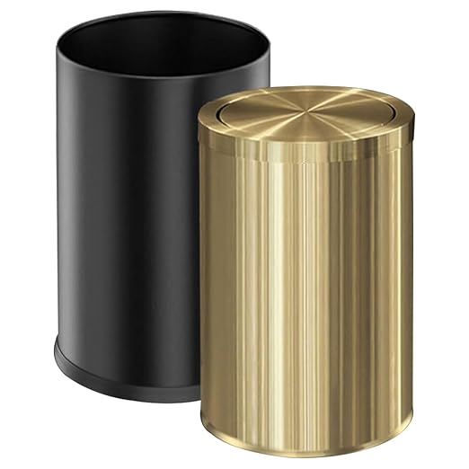 9 Liter/2.4 Gallon, Brass Small Trash can, Living Room, Bathroom，Restaurant by LEASYLIFE