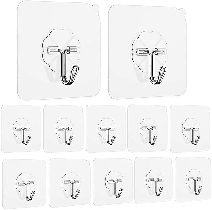 Adhesive Hooks Utility Hooks 44 lb/ 20 kg, Heavy Duty Coat Hooks Waterproof and by Ayssny