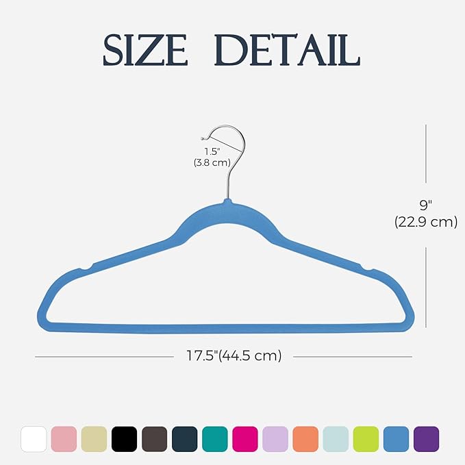 HOUSE DAY Tranquil Blue Velvet Hangers 60 Pack, Non Slip Clothes Felt Hanger - Image 7