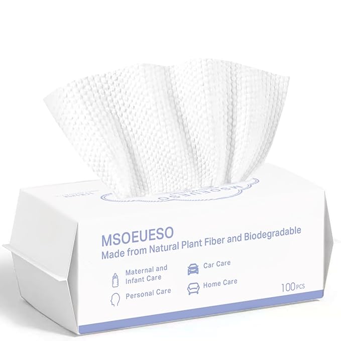 Disposable Face Towel, MSOEUESO Cotton Facial Tissues, Dry Face Cloths by MSOEUESO