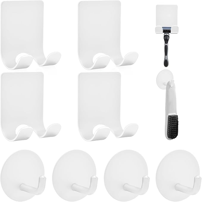 Razor Holder for Shower + Adhesive Wall Hooks, Premium 304 Stainless Steel by Home