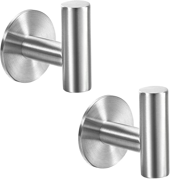 Vuzvuv Adhesive Brushed Nickel SUS304 Stainless Steel Towel Hooks – Heavy Duty by Vuzvuv