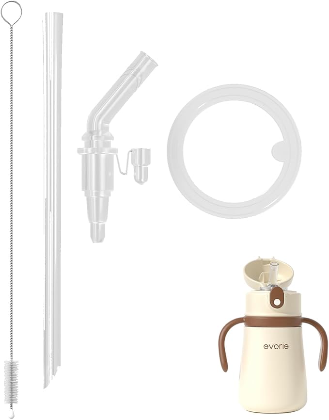 Evorie Replacement Straw Set for 11 Oz Stainless Steel Sippy Cup, Includes by Evorie