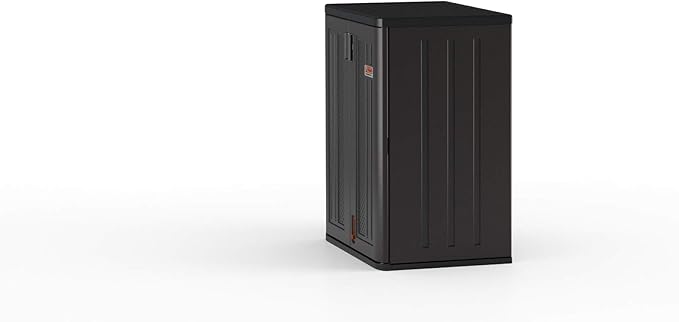 Suncast Heavy-Duty Resin Outdoor Storage Cabinet, 30" W x 20.25" D x 36" H Dark Grey Base Garage Storage Cabinet with Lockable Doors and Metal Reinforced Shelves, Made in The USA - Image 20