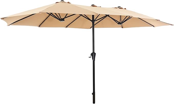 SUPERJARE 13FT Outdoor Umbrella for Patio, Double sided Pool Umbrellas with Fade Resistant Canopy, Large Table Umbrella for Deck, Market, Backyard - Beige by SUPERJARE