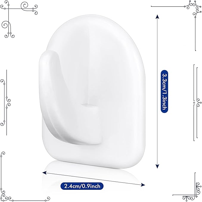 Jetec 60 Pieces White Adhesive Wall Hooks Reusable Seamless Hooks - Image 2