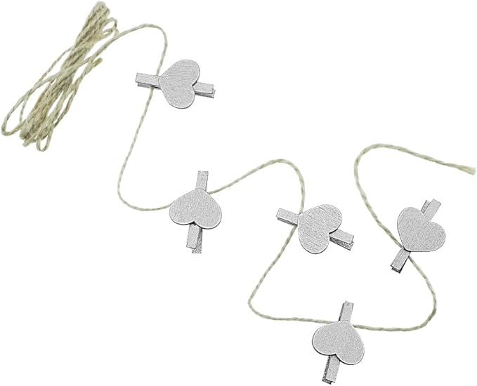 Silvery Heart Clothespins Mini Wooden Clothespins - Image 4