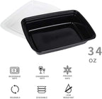 50-Pack Food Prep Containers, 1000ML/ 34 OZ Microwavable Food Storage Containers - Image 2