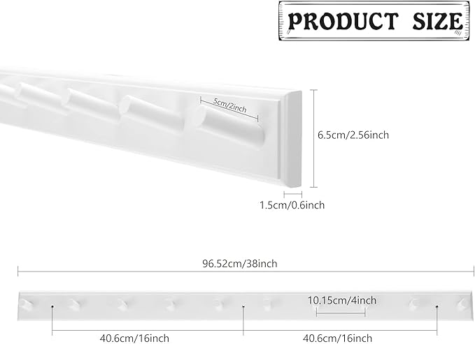 2PCS Coat Rack Wall Mounted, Long 38'' Wooden Wall Coat Hooks - Image 3
