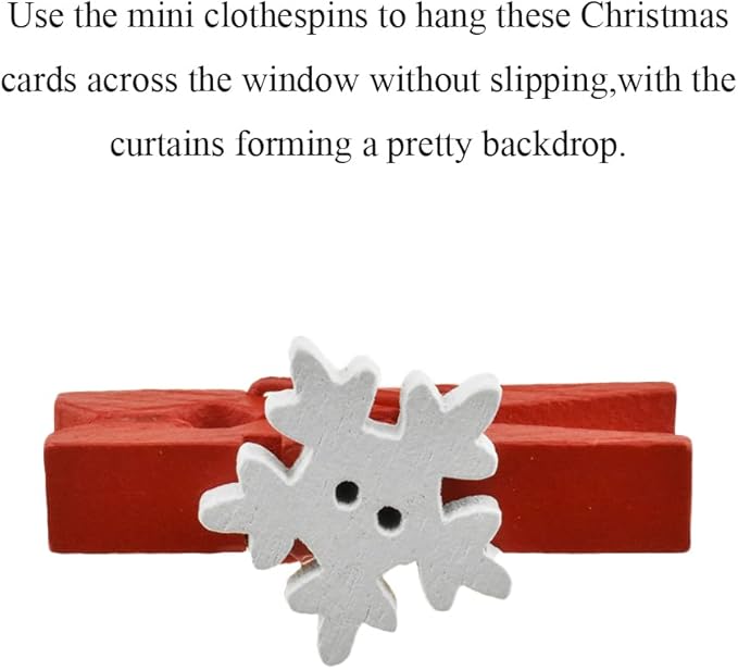 HAHIYO Mini Wooden Snowflake Clothespin Clip Christmas Photo Paper Holders - Image 4