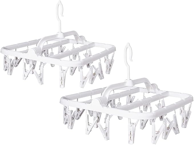 Foldable Plastic Hangers with 26 Drying Clips, Underwear Hanger with Clips by Annaklin