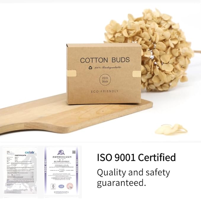 Premium Cotton Swabs Natural Cotton Buds Biodegradable Organic Double Tips - Image 2