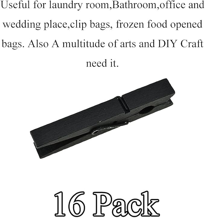 HAHIYO Black Wooden Clothes Pins Clothespins Wide Do NOT Fall Apart 2.87 inches - Image 5