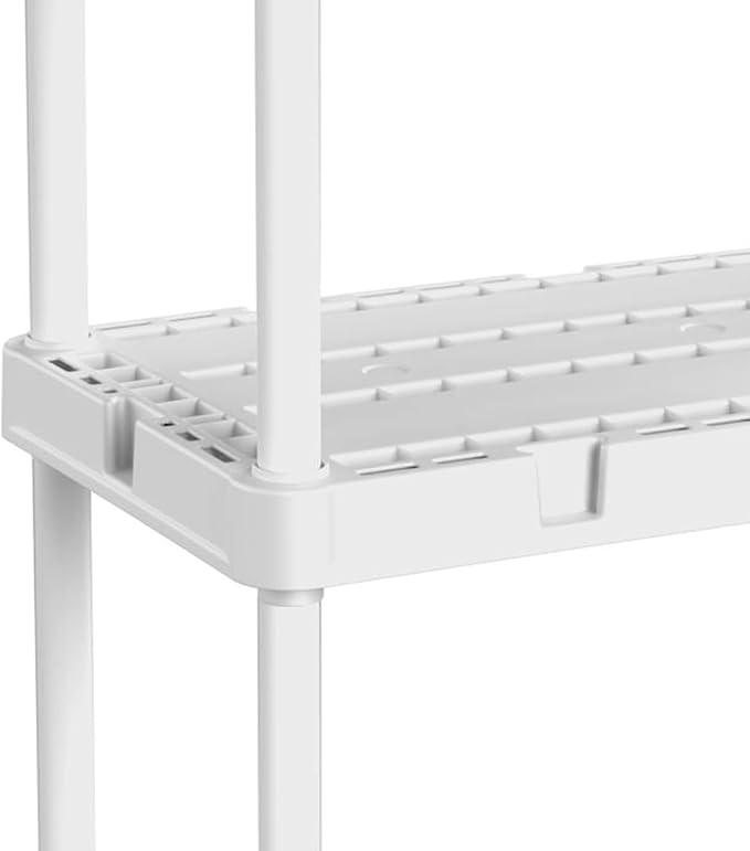Gracious Living 2 Pack Light Duty Storage Shelves, Knect-A-Shelf 3-Shelf Ventilated Shelving Rack Organizer for Home, Garage, Basement, Laundry, White - Image 8