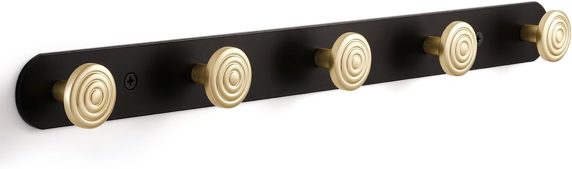1 Pack Coat Rack Wall Mounted Gold Black Towel Hooks by JIASENBAO