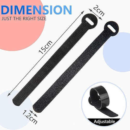 120 x Reusable Cable Ties Black, Adjustable Releasable Hook and Loop Cable - Image 2