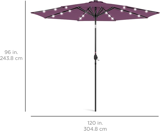 Best Choice Products 10ft Solar Polyester LED Lighted Patio Umbrella w/Tilt Adjustment and UV-Resistant Fabric - Image 7