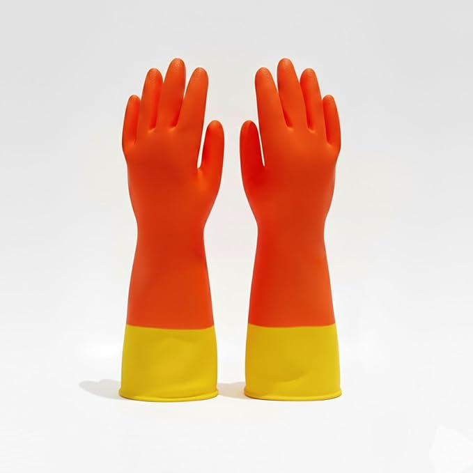 USE FUN Kitchen Rubber Gloves – 100% Natural Latex, Durable Non-Slip Waterproof by KGallery
