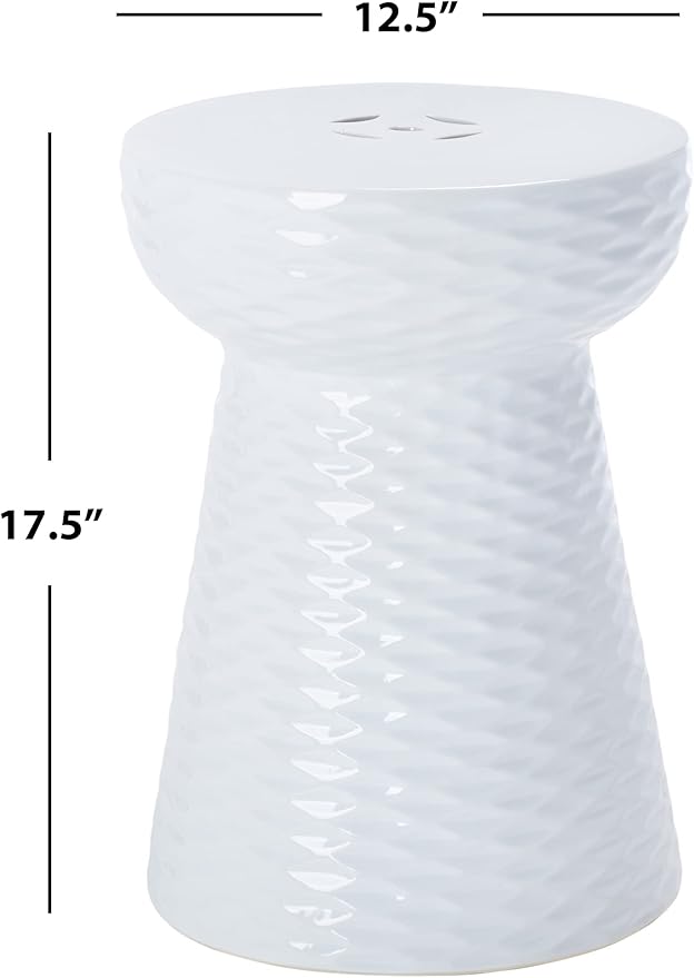 Safavieh Daphne Glazed Ceramic Decorative Garden Stool, White - Image 3
