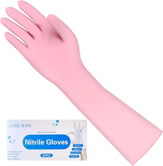 Long Sleeves Durable Disposable Nitrile White Gloves 15inches, Household by JinglikangHomeFurnishingsFla