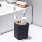 Bamboo Toothbrush Holder for Bathrooms, 3 Slots Toothbrush and Toothpaste - Image 2