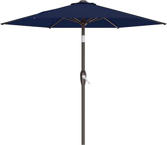 AreShark 7.5FT Patio Umbrella Table Market Umbrella with 6 Sturdy Ribs, Button Tilt/Crank Heavy-Duty Round Outdoor Umbrellas for Garden, Deck, Backyard,and Pool, Navy by Unknown