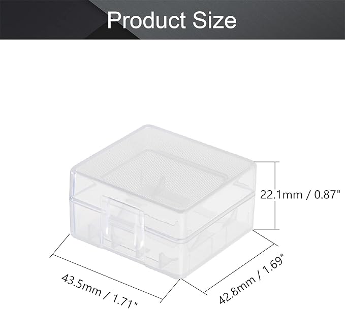 Fielect 2 x 18350 Battery Storage Case Holder Organizer Box Transparent - Image 2