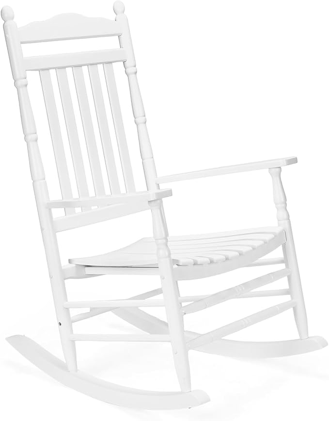 VINGLI Wooden Rocking Chair, Outdoor Chair with 450 lbs Support (White, 1PC) by VINGLI