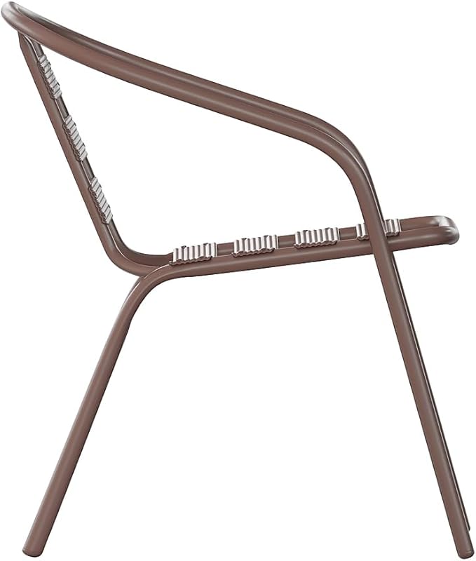 Flash Furniture Lila Metal Restaurant Stack Chairs with Metal Slats, Set of 4, Bronze - Image 7