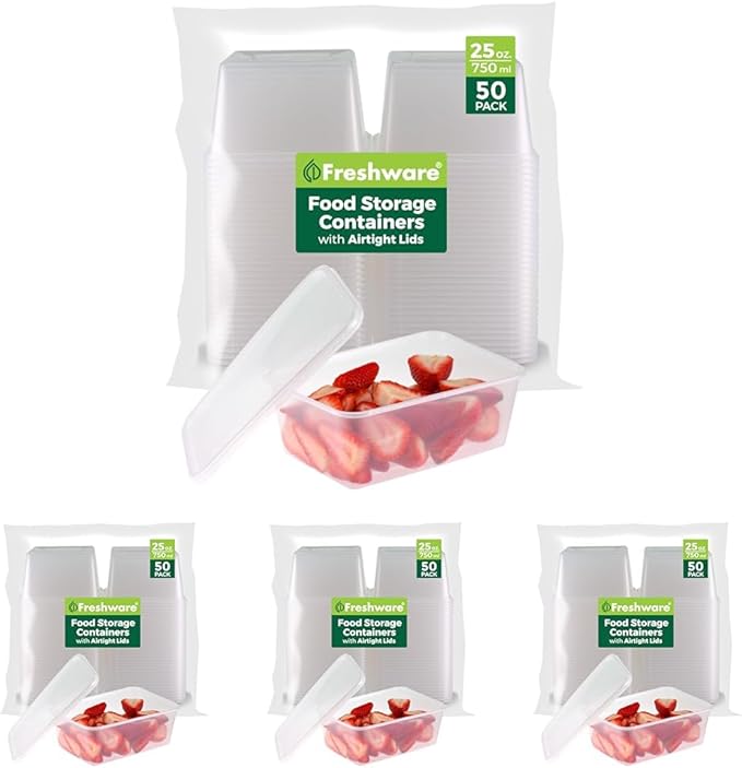 Freshware Food Storage Containers 25 oz Plastic Deli Containers by Freshware