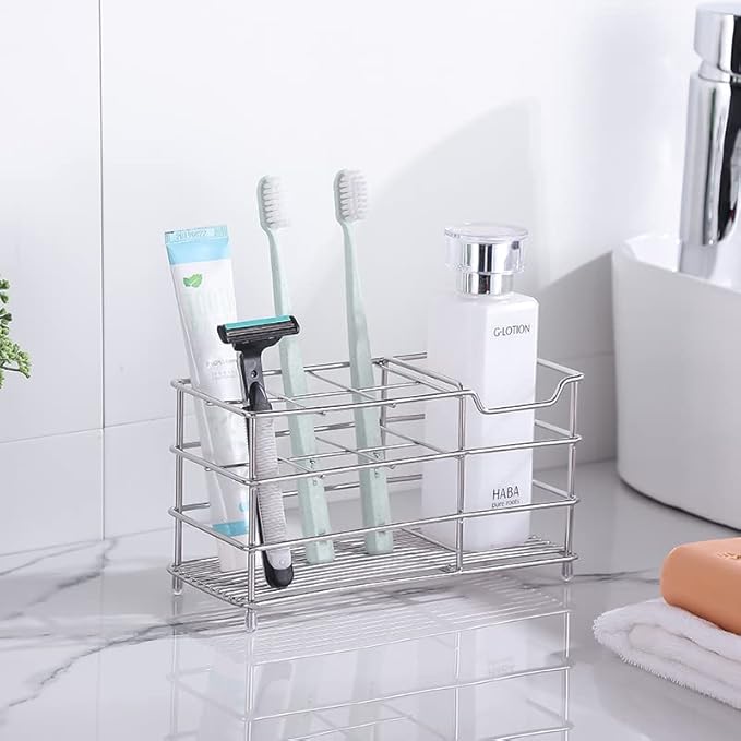 Stainless Steel Toothbrush Holder Stand, 5 Slots Toothpaste Holder - Image 4