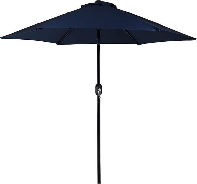 Sunnydaze Outdoor Patio Umbrella - Polyester Table Market Umbrella with Push-Button Tilt and Crank - 6 Sturdy Ribs - Blue - 7.5ft by SunnydazeDecor