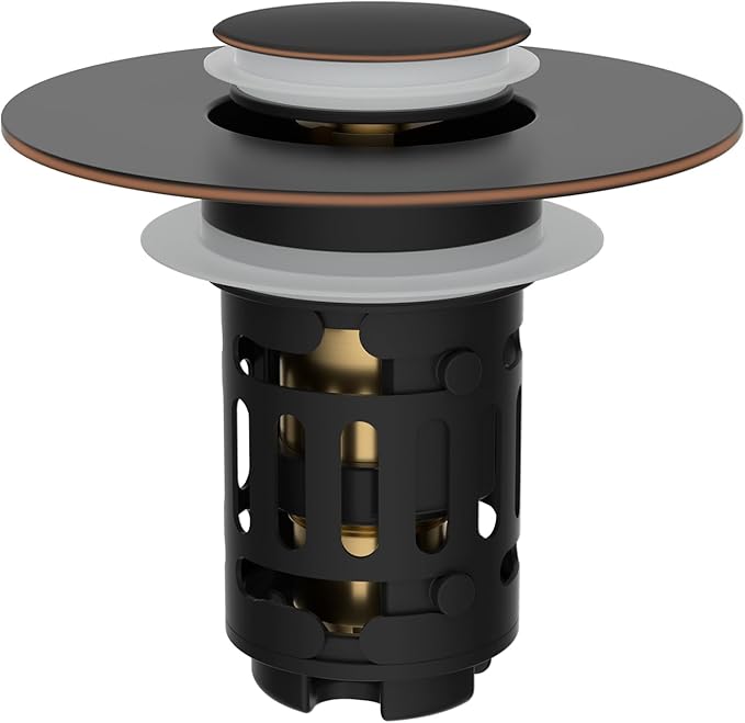 Hibbent Upgraded 3 in 1 Bathroom Sink Drain Strainer, Universal Pop Up Stopper by Hibbent