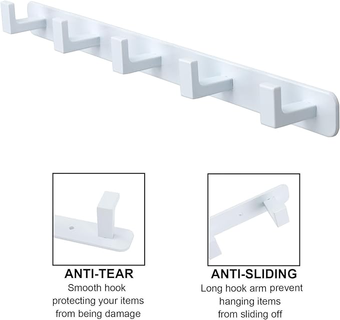 Coat Rack, Heavy Duty Stainless Steel 5 Tri Coat Hook Hanger, Wall Mounted - Image 3