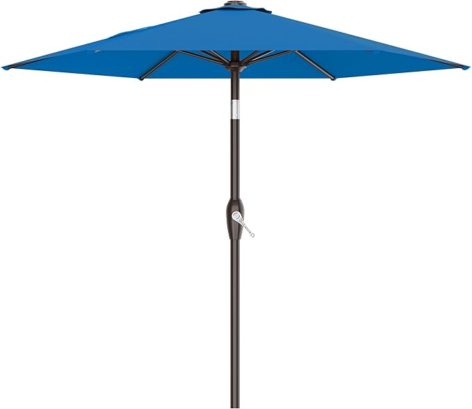 AreShark 7.5FT Patio Umbrella Table Market Umbrella with 6 Sturdy Ribs, Button Tilt/Crank Heavy-Duty Round Outdoor Umbrellas for Garden, Deck, Backyard,and Pool, Royal Blue by Unknown