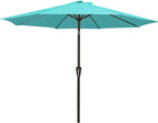 MEWAY 9ft Patio Umbrella Outdoor Table Umbrellas with Push Button Tilt and Crank, Market Umbrella 8 Sturdy Ribs for Deck, Garden, Pool and Backyard, Teal by MEWAY