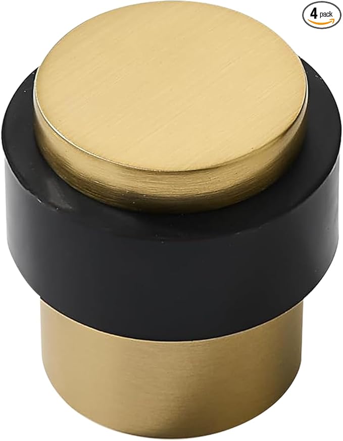 KHTUMEWARE 4 Pack 1-1/2 in Floor Door Stopper, Satin Brass Door Stop, Wall by khtumeware