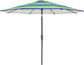 MEWAY 9ft Patio Umbrella Outdoor Table Umbrellas with Push Button Tilt and Crank, Market Umbrella 8 Sturdy Ribs for Deck, Garden, Pool and Backyard, Blue-Green Stripe by MEWAY