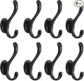 khtumeware 8 Pack Black Coat Hooks Wall Mount Heavy Duty Utility Retro Double by khtumeware