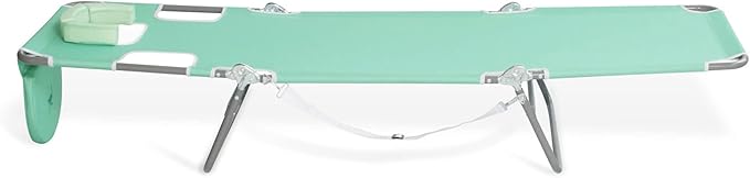 Ostrich 4-Position Outdoor Chaise Lounge w/Face Cushion & Arm Holes, Teal - Lightweight Folding Lounger w/Adjustable Reclining Backrest, Portable w/Carry Strap, 250 lb Weight Capacity - Image 9