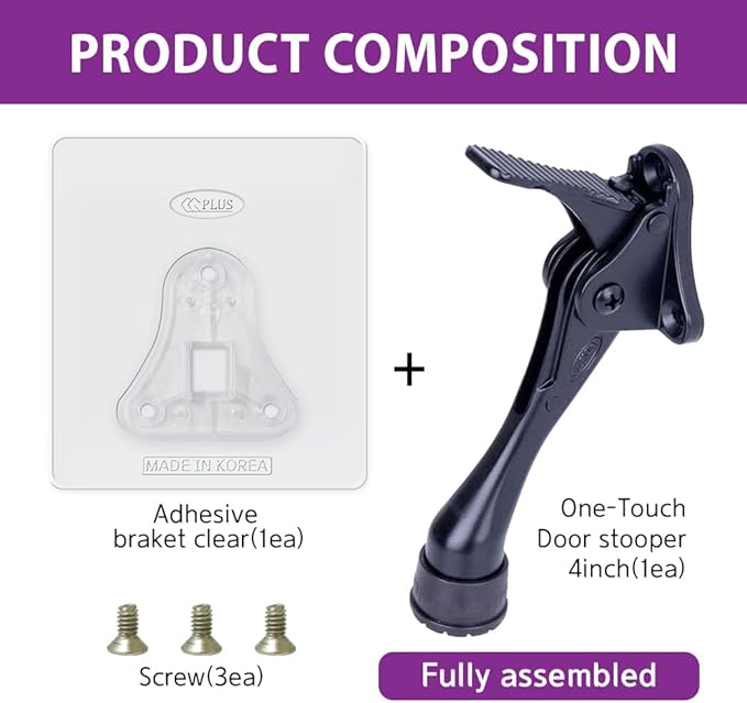 Door Stopper with Adhesive Bracket Stickers, No Drilling or Tools Needed - Image 6