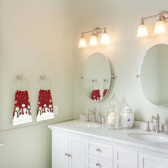 Snowman Hand Towels 28.7 x 13.7 Inch Christmas Bathroom Towels Winter Holiday - Image 7