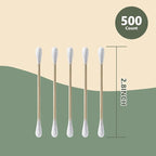 500 Count-Bamboo Double-Tipped Cotton Swabs, Organic & Biodegradable Ear Buds - Image 5