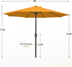 MEWAY 9ft Patio Umbrella Outdoor Table Umbrellas with Push Tilt and Crank, Market Umbrella 8 Sturdy Ribs for Deck, Garden, Pool and Backyard, Bright Orange - Image 7