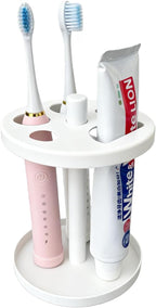 White Metal Toothbrush Holder – Countertop 4‑Toothbrush Organizer Set by Narottl