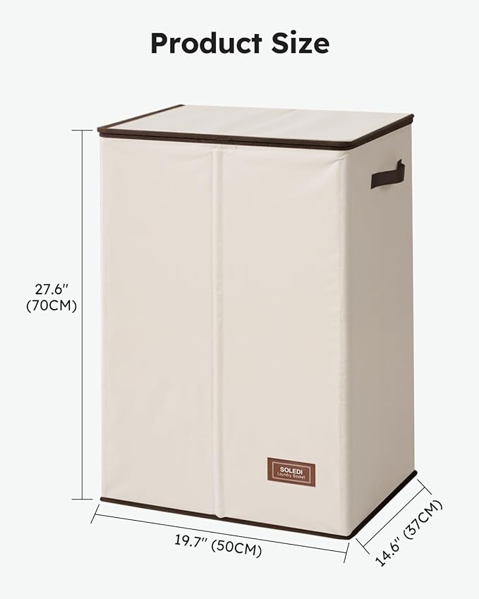 SOLEDI Laundry Hamper with Lid 130L Large & Tall Collapsible Laundry Basket - Image 6